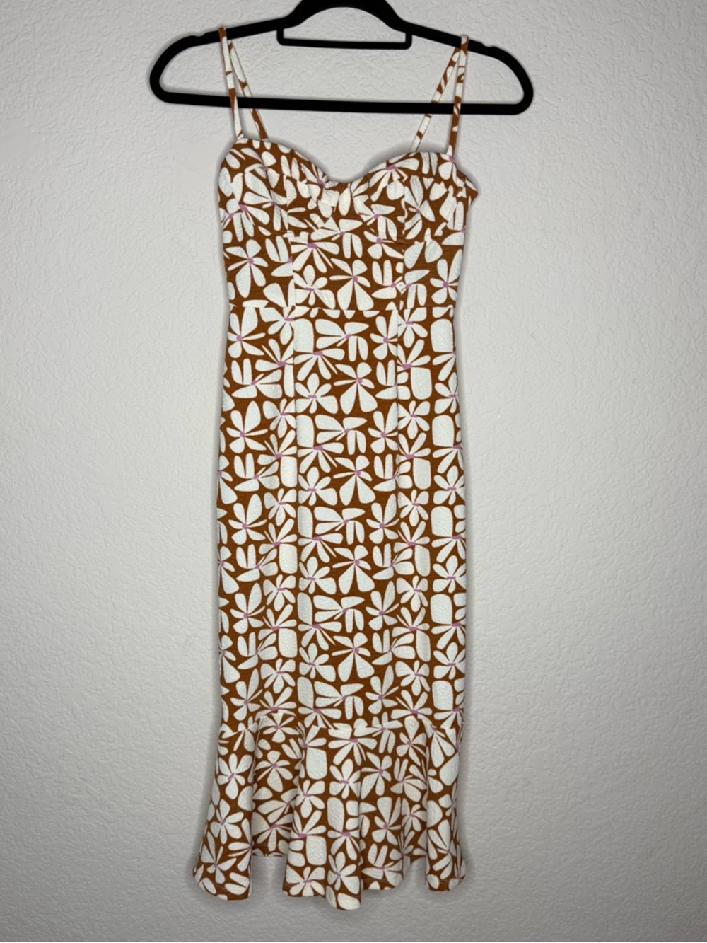 Anthropologie Hutch Brown and White Floral Midi Dress - Picture 3 of 6